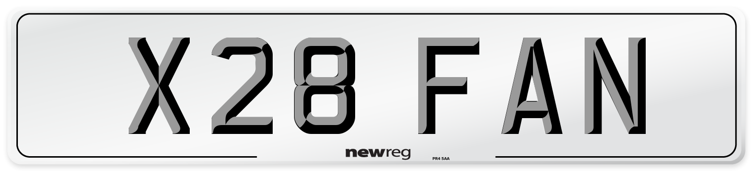 X28 FAN Number Plate from New Reg